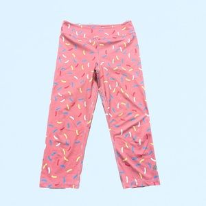 Feed Me Fight Me Sprinkles Leggings Pink Cropped Donut Stretch Pants Size XL.